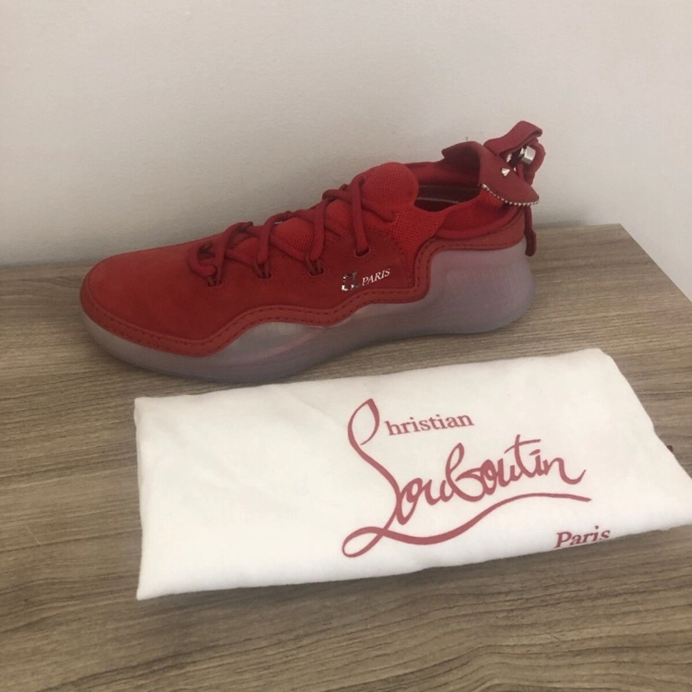 CL PARIS Christian Louboutin Red Suede low top Arpoador Sneakers US 10 EU 43